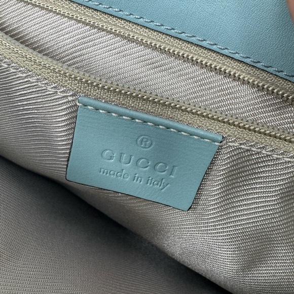 Gucci Vintage Jackie Hobo – Baby Blue Embossed Suede Shoulder Bag - Picture 12 of 14